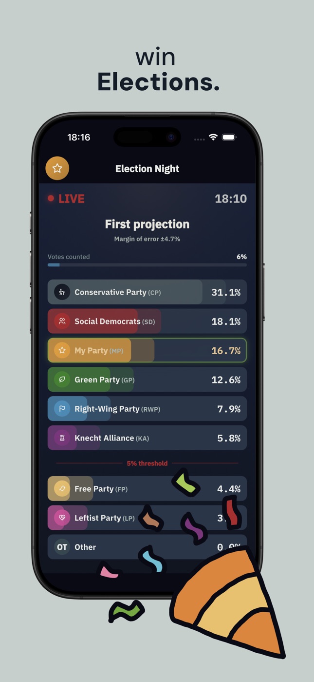 Screenshot: win elections with an election night forecast.